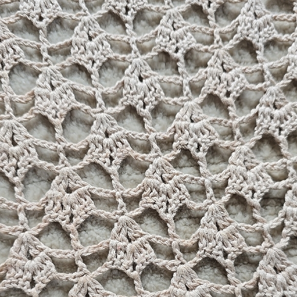 Chic Tan Cotton Crochet Open Cardigan With Gold Metallic Finish | XS - Picture 3 of 4